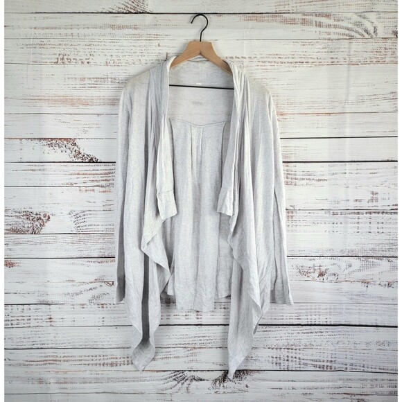 Lululemon Open Front Cardigan Sweater Women Sz M/L Gray Long Sleeve Asymmetric - Picture 1 of 7